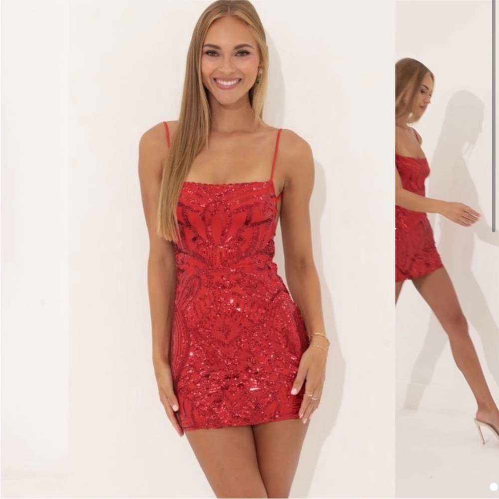 Star Struck Sequin Dress in Valentine Red - Lucy in the Sky!